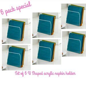 set of 6 acrylic napkin holder 3" x 5" x 4" - new